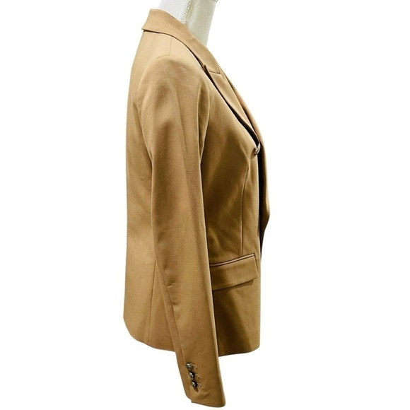 Michael Kors NWT Size 2 Double Breasted Peak Lapel Blazer Jacket Dark Camel - Picture 5 of 14